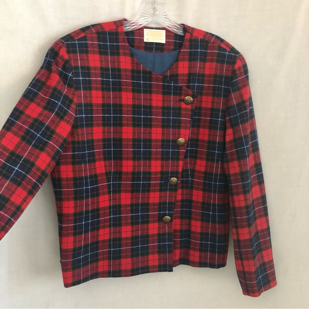 Pendleton Tartan Plaid Wool Jacket Size 14 Vintage - image 2